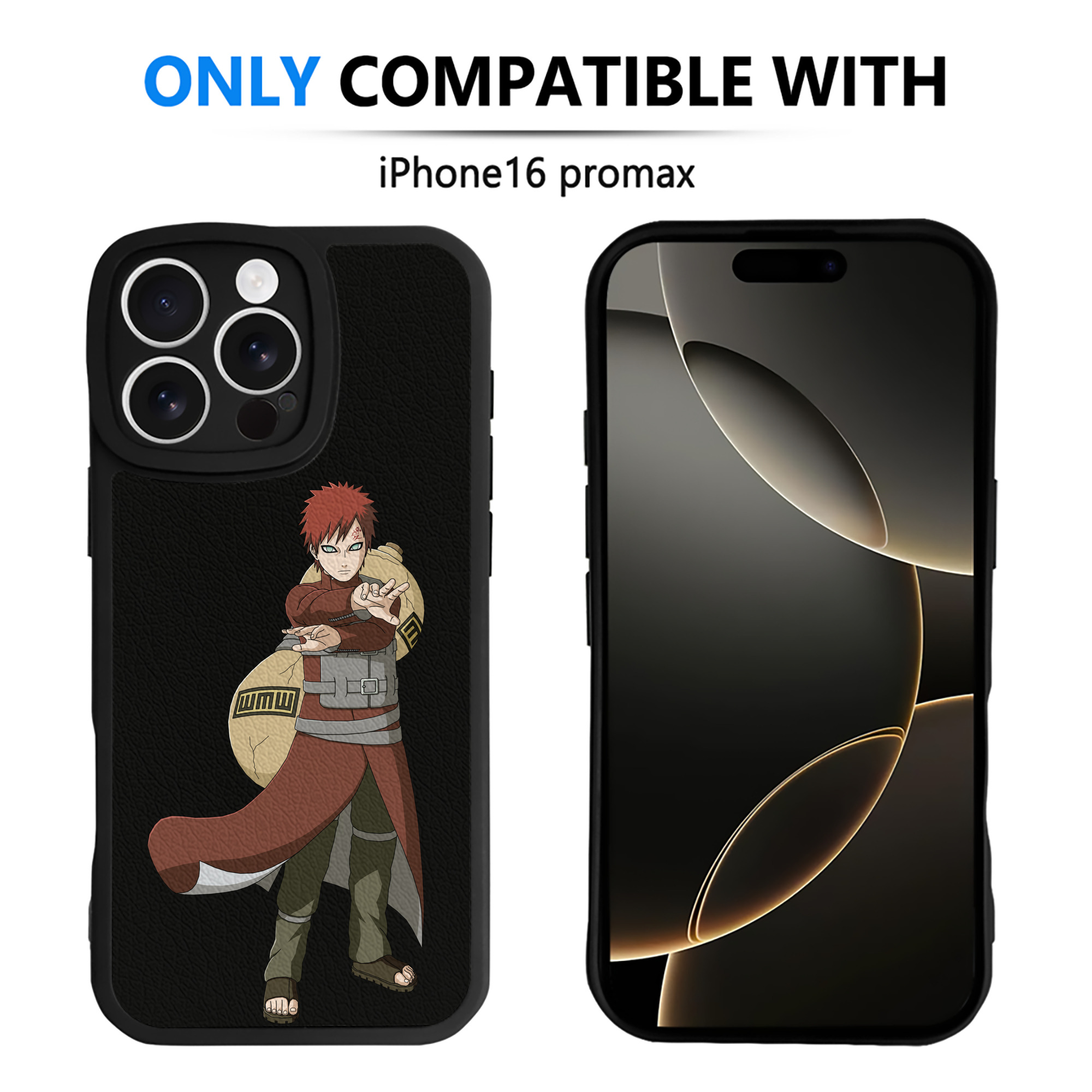 （画像用） NARUTO -ナルト- ガアラ Gaara 【iPhone 16シリーズ対応】シリコンスマホケース（レザー調） 材質：シリコン